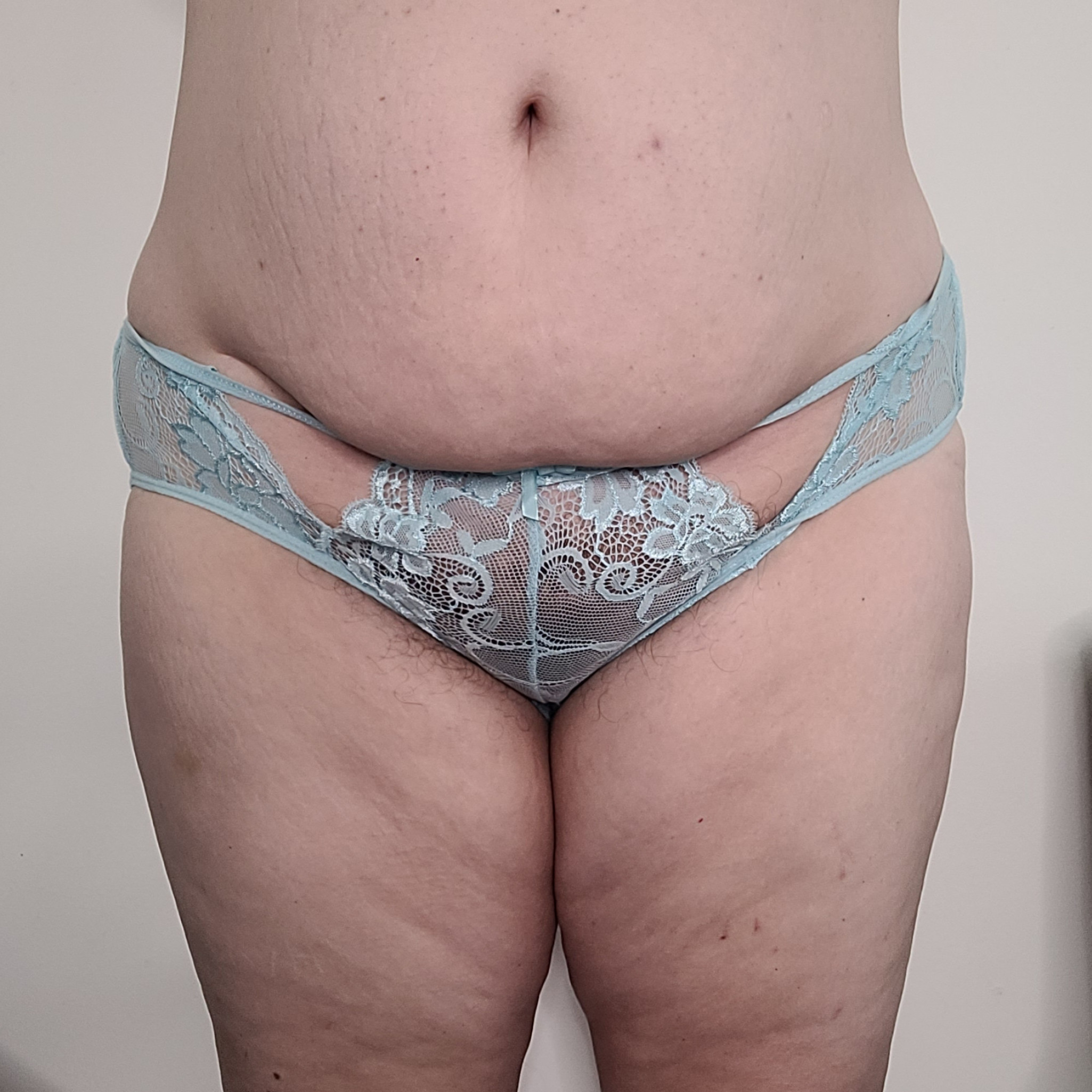 Blue Cotton and Lace Panties